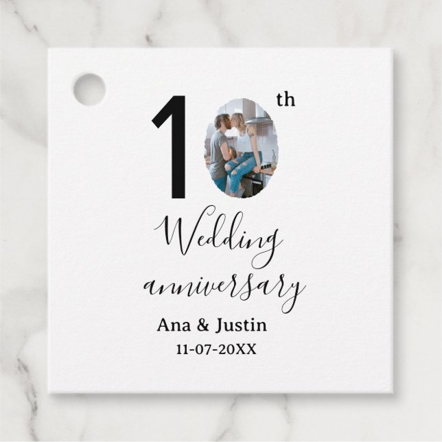 Étiquettes Cadeau 10e anniversaire du mariage nom photo bold lettre  (Devant)