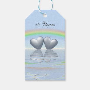 Étiquettes-cadeau 10e anniversaire Tin Hearts