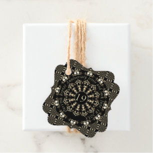 Étiquettes Cadeau 19e anniversaire du Mariage Mandala Médaillon Text
