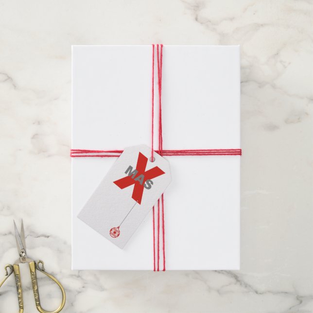 Étiquettes-cadeau 1 Noël avec Ornement Arbre de Noël + votre texte (Avec de la ficelle)