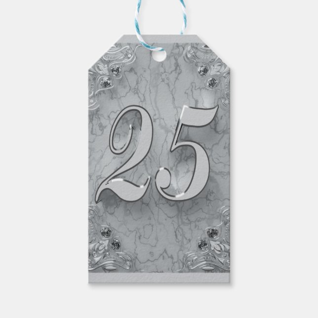Étiquettes-cadeau 25e anniversaire ou anniversaire Regal Marbre d'ar (Devant)