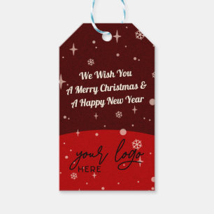 Étiquettes-cadeau 2 côtés Business Logo et code QR Red Christmas Gi