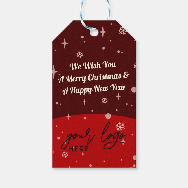 Étiquettes-cadeau 2 côtés Business Logo et code QR Red Christmas Gi (Devant)