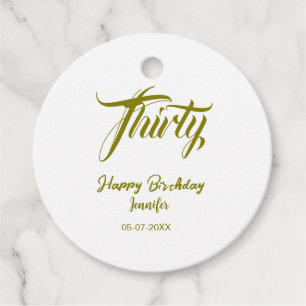 Étiquettes Cadeau 30e anniversaire ajouter nom date année or modèle