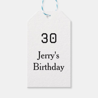 Étiquettes-cadeau 30th birthday bold letter name date simple minimal