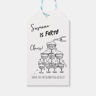 Étiquettes-cadeau 40 ans Anniversaire Champagne tour funky