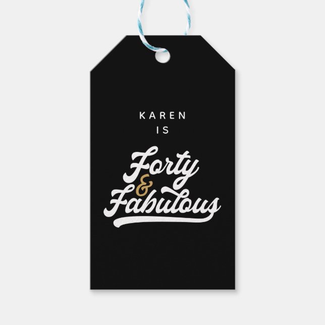 Étiquettes-cadeau 40 et fabuleux noir et blanc (Devant)
