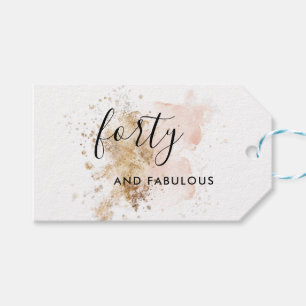Étiquettes-cadeau 40e anniversaire rose et or