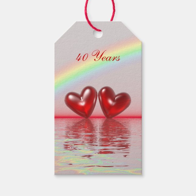 Étiquettes-cadeau 40e Anniversary Ruby Hearts (Devant)
