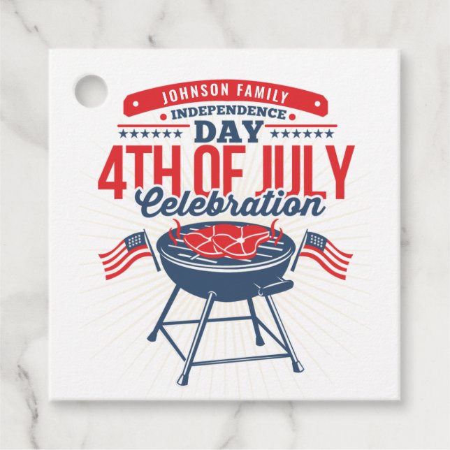 Étiquettes Cadeau 4 juillet barbecue Grill Réunion familiale personn (Devant)