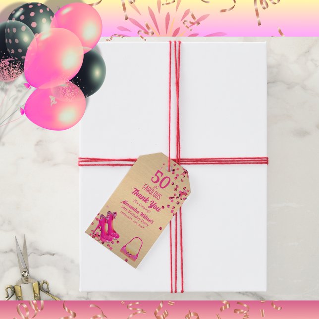 Étiquettes-cadeau 50& Fabuleux talons hauts Glam doré rose (Créateur téléchargé)