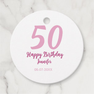 Étiquettes Cadeau 50e anniversaire ajouter nom date année rose rouge