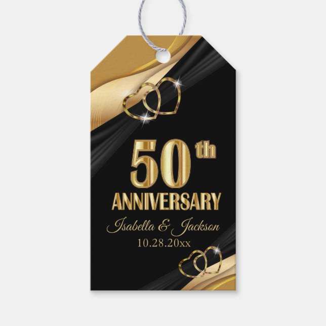 Étiquettes-cadeau 50e anniversaire d'or (Devant)