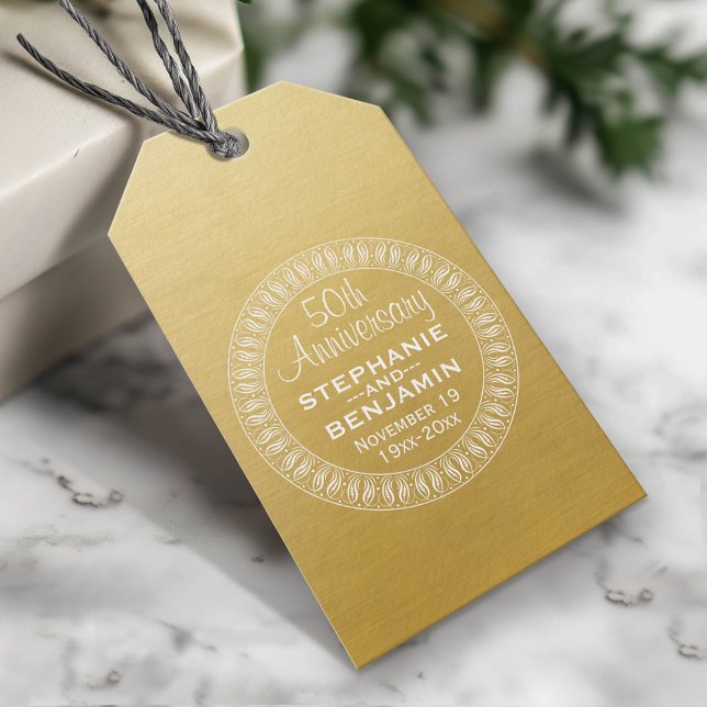 Étiquettes-cadeau 50e anniversaire du Mariage Or personnalisé (Custom Gift Tag)