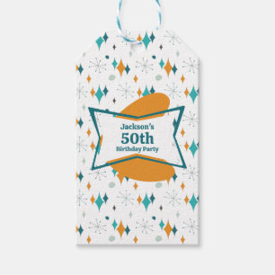 Étiquettes-cadeau 50e anniversaire fête Retro Mid Century N'importe 