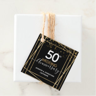 Étiquettes Cadeau 50e Anniversaire Frontière Or