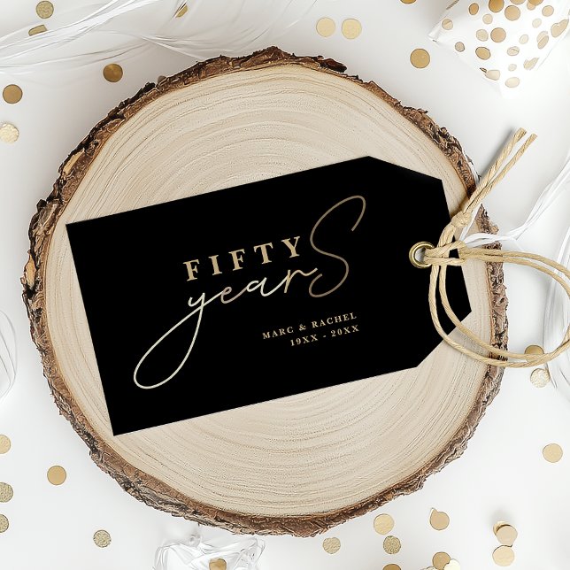 Étiquettes-cadeau 50e anniversaire Mariage or noir (Créateur téléchargé)