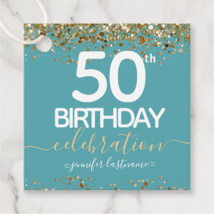 Étiquettes Cadeau 50th Birthday Gold Elegant Script Favor Tags