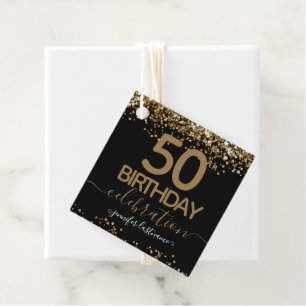 Étiquettes Cadeau 50th Birthday Gold Elegant Script Favor Tags