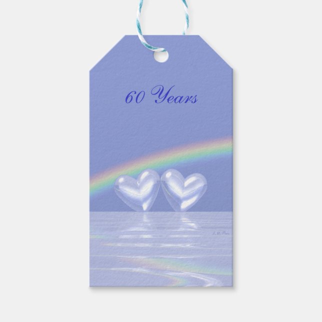 Étiquettes-cadeau 60e anniversaire Coeurs de diamants (Devant)