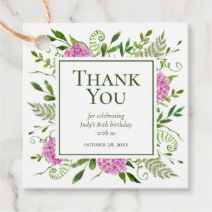 Étiquettes Cadeau 80th Birthday Pink Hydrangeas Favor Tags