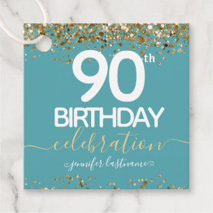Étiquettes Cadeau 90th Birthday Gold Elegant Script Favor Tags