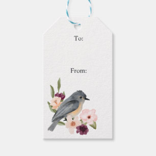 Étiquettes-cadeau A et de Floral Bird's Nest Baby shower rose