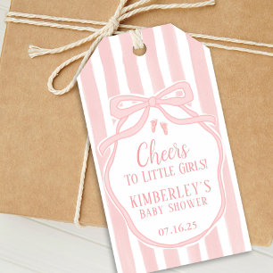 Étiquettes-cadeau À la santé des petites filles Arc rose Fille Baby 