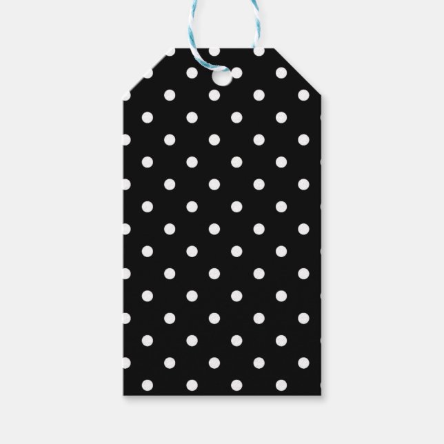 Étiquettes-cadeau À petits pois noir et blanc classique (Devant)