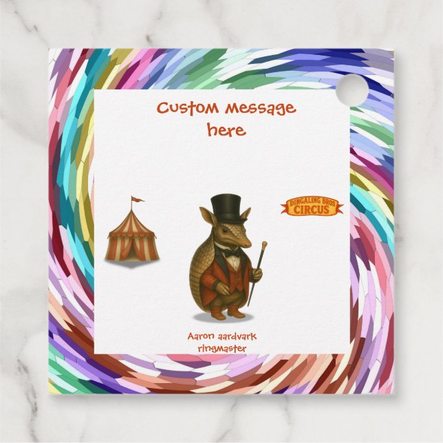 Étiquettes Cadeau Aaron, aardvark ringmaster (Dos)