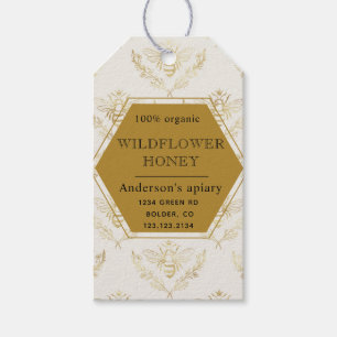 Étiquettes-cadeau Abeille apiaire de la reine d'or vintage