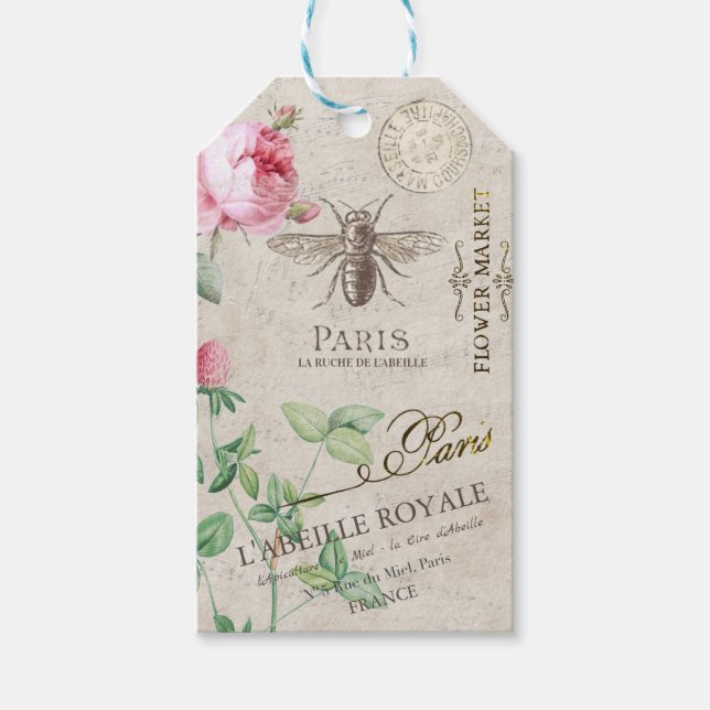 Étiquettes-cadeau Abeille française et fleur Miel Apiaire personnali (Devant)