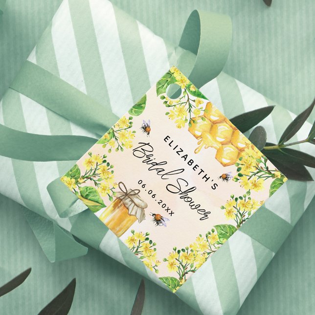 Étiquettes Cadeau Abeilles nuptiales fleurs jaunes miel (Créateur téléchargé)