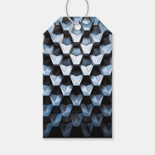 Étiquettes-cadeau Abstrait Futuriste Bleu Géométrique Métallique