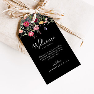 Étiquettes-cadeau Accueil du Mariage Fleur sauvage de jardin multico