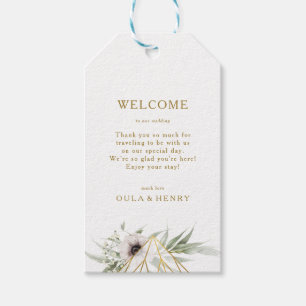 Étiquettes-cadeau Accueil du Mariage géométrique Eucalyptus Gold