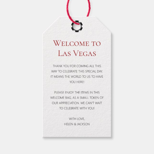 Étiquettes-cadeau Accueil élégant à Las Vegas Mariage Welcome (Devant)