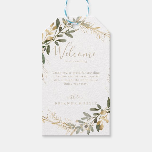 Étiquettes-cadeau Accueil Mariage de automne de verdure géométrique  (Devant)