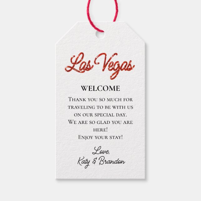 Étiquettes-cadeau Accueil Mariage de Red Las Vegas (Devant)