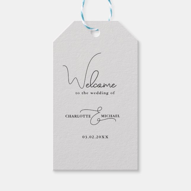 Étiquettes-cadeau accueil mariage moderne minimal (Devant)