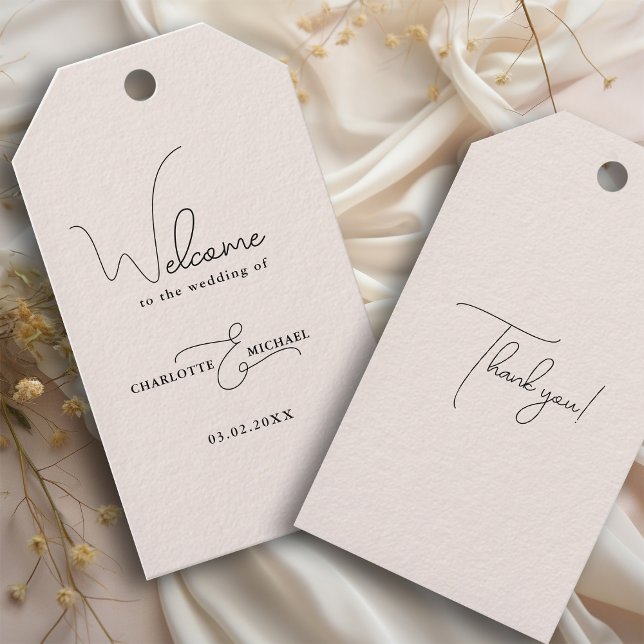 Étiquettes-cadeau accueil mariage moderne minimal (Créateur téléchargé)