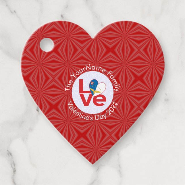 Étiquettes Cadeau Açores Red LOVE Drapeau personnalisé (Devant)