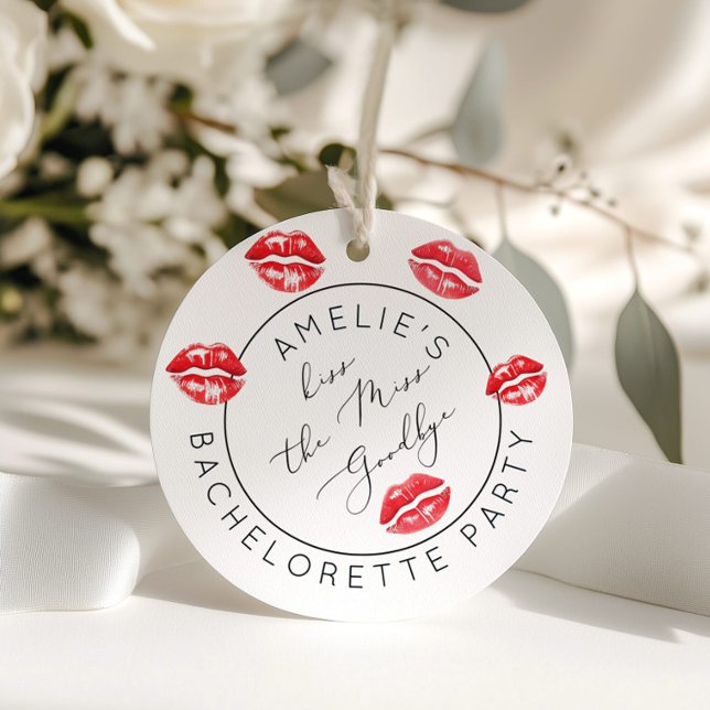 Étiquettes Cadeau Adieu enterrement de vie de jeune fille Kiss the M (Créateur téléchargé)