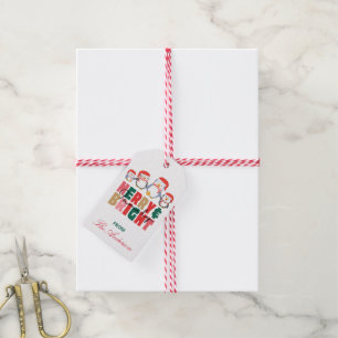 Étiquettes-cadeau adorable famille de pingouins personnalisés Noël