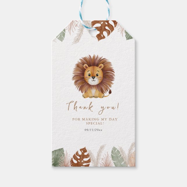Étiquettes-cadeau Adorable Fluffy Lion Birthday (Devant)