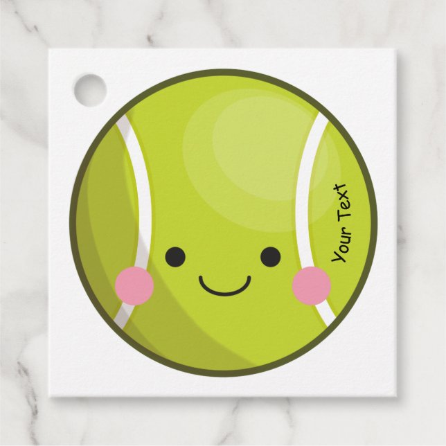 Étiquettes Cadeau Adorable Kawaii Tennis Ball Custom Texte Mignonne  (Devant)