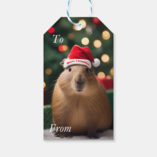 Étiquettes-cadeau Adorable Noël Capybara,