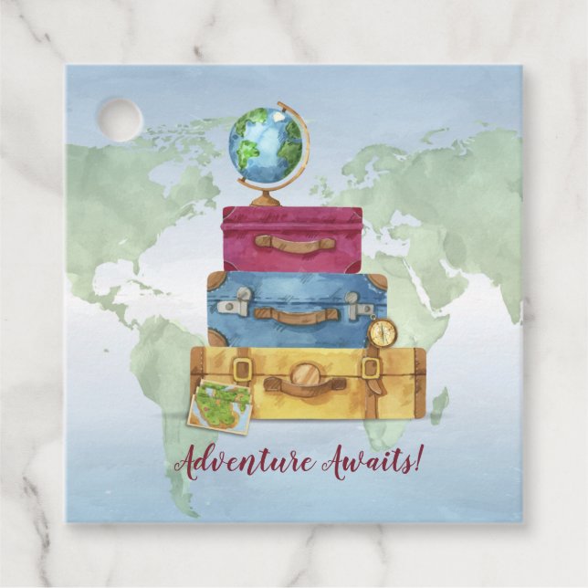Étiquettes Cadeau Adventure Attend Les Valises En Sortant Adieu (Devant)