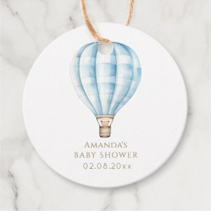 Étiquettes Cadeau Adventure Await Blue Hot Air Balloon Baby shower