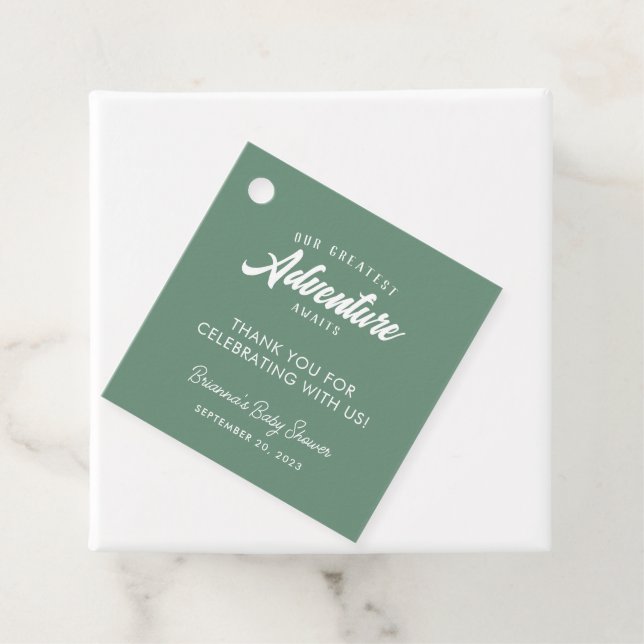 Étiquettes Cadeau Adventure Await Forest Baby shower Mountains (En situation)